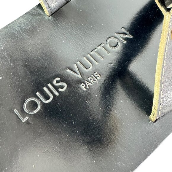 LOUIS VUITTON Black Leather Mens Thong Strappy Sandals Italy Marked as 12 - 13US - Picture 9 of 12